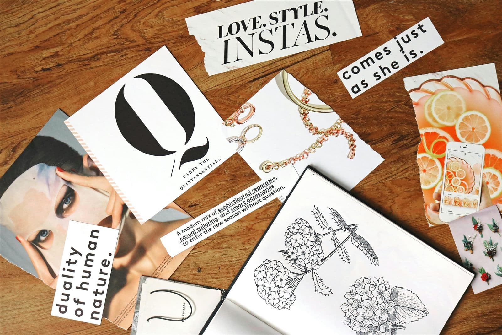 A moodboard in progress, the references and textures that shape a brand's world